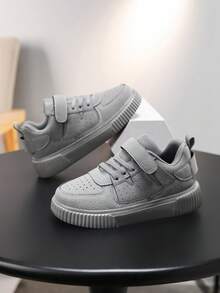 1 Pair Spring/Autumn New Kids' Sports Shoes, Hook And Loop Closure Easy On/Off, Boys/Girls Fashion Versatile Anti-Slip Casual Sneakers - Grey - View 8