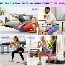 EDECOR 4 Pack Bandas de Resistencia, Bandas Elásticas Fitness, Ligas Elásticas de Látex Natural Multifuncional, para Yoga Pilate Crossfit Ejercicios en Casa y Gimnasio(Multifuncional, antideslizante, para entrenamiento de fuerza y ejercicios glúteos piernas) - Multicolor - Ver 7