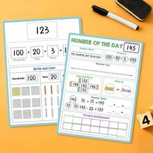 Lachilly 10pcs Reusable Math Flash Cards, Mini Whiteboard, Daily Number Chart, Daily Math Skill Practice, Elementary Teaching Aids, Addition & Subtraction Cards, Place Value Digit Blocks, Number Bones, Decimal Place Value Blocks, Math Axis Practice Sheets, Suitable For Classroom Teaching, Math Games, Teacher Supplies, Math Learning Tools, Math Activities, Math Visual Aids - Multicolor - View 5