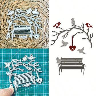 Park Bench Branches Bird Heart Metal Cutting Dies Stencil For DIY Scrapbooking Photo Album Embossing Paper Cards Crafts Diecuts
