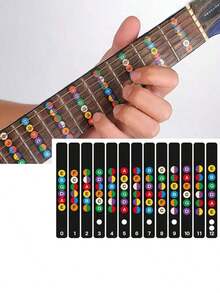 1pc Guitar Fretboard Notes Sticker Decal+Scale Sticker, Help Unlock Your Guitar's Fretboard, For 6-String Acoustic & Electric Guitars (Some Parts Are Sent Random) - 彩色 - 查看 6