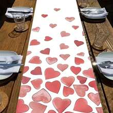 1/4/5/10件装情人节桌旗和餐垫,小爱心图案,多种尺寸可选,可水洗重复使用,室内/室外餐桌布,适用于周年纪念、婚礼派对、家居装饰 - 彩色 - 查看 2