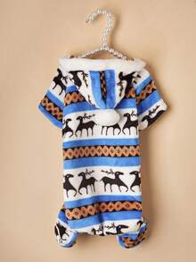 1pc Pet Dog Cat Plush Pajamas, Christmas Deer Costume For Pets - Multicolor - View 18