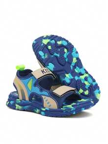 Kids Sandals, Boys Shoes Summer New Comfortable Lightweight Children Shoes Beach Shoes Open Toe Adjustable Hook And Loop Size, Easy To Wear Children Shoes Sandals - 寶藍色 - 查看 7