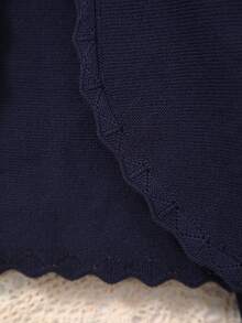 Girls' Knitted Elegant Solid Color Shawl, Delicate Lace Trim Adds Softness, Versatile For Everyday Wear, Gatherings Or Eid Al-Adha Gift - Royal Blue - View 4