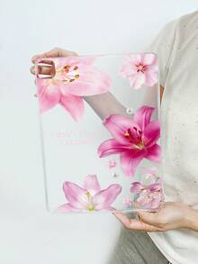 透明粉色花卉图案 iPad 保护壳 - 时尚保护壳，印有励志名言，优雅实用，兼容 iPad Pro 11 英寸、iPad Air 2、iPad Air 第五代（2022 年款）、iPad Air 11 英寸 (M2)-2024、iPad Air 11 英寸 (M3) 2025，自用或送礼皆宜，是新年或生日的理想之选。 - 無色 - 查看 9