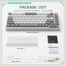 AJAZZ AK820 75% 布局有线机械游戏键盘，带音量旋钮、朝南 LED 背光、PBT 键帽、纯色背光热插拔机械键盘、符合人体工程学设计、可拆卸 USB-C 连接线，附赠拔键器 - AJAZZ 官方正品 - 查看 13