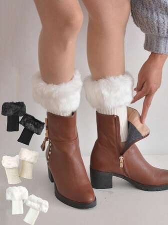 1/2/3 Pairs Comfortable Warm Knitted Leg Warmers - Soft Lace Trim, Short Style, Pair With Boots, Women Calf Leg Warmers, Suitable For Daily Matching