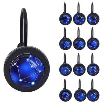 12件套十二星座挂钩套装，个性化圣诞礼物，节日装饰首选；多功能墙钩，完美适用于卧室、浴室和圣诞派对装饰；耐用挂钩饰有闪亮星空图案，是悬挂围巾、钥匙和圣诞饰品的理想之选。