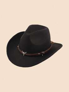 1Pc Western Style Small Cow Head With Soft Hat Bohemian Cowboy Hat, A Fashionable Accessory For Back To School, Suitable For Various Occasions Such As Daily Leisure Travel And Western Cowboy Parties. - Multicolor - View 15