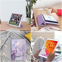 Case For IPad 9th Generation 2021/8th Gen 2020/7th Gen 2019 With Pencil Holder - Premium Shockproof Case With Soft TPU Back Cover & Auto Sleep/Wake For IPad 10.2 Inch, Lilac Marble,P-LilacMarble - P-lilacMarble - View 7