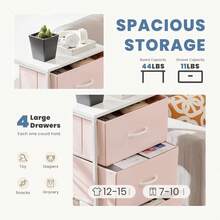 Sweetcrispy Drawer Organizer Dresser With Removable Fabric Bins & Sturdy Steel Frame/Wood Top - Tall Bedside Table Suitable For Bedroom, Dorm, Living Room - Hồng - Xem 4