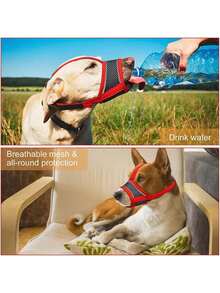 1pc Reflective Soft Nylon Dog Muzzle, Adjustable Reflective Soft Nylon Muzzle With Reinforced Strap And Breathable Mesh