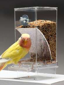 Parrot Food Bowl, Automatic Feeder, Anti-Spill, Hanging Bird Feeder For Cockatiel, Lovebird, Parrot Supplies - Clear - View 3