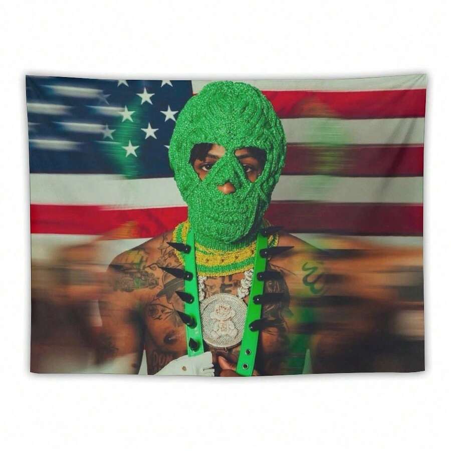 1pc Youngboy Music Never Rapper Again Tapestry Background Cloth, Polyester Fiber Printed Tapestry, Wall Curtain Wall Decoration, Bath Towel Decorative Cloth Wall Decoration, Room Decoration, Comes With Free Installation Package - 彩色 - 查看 1