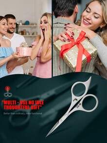 1把高品质不锈钢修容剪刀，多用途，可用于修眉、修胡、修剪头发，手工制作，男女通用，不锈钢美容工具 - 銀色 - 查看 7