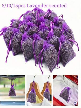 5/10/15 Pcs Premium Lavender Sachets - Elegant Lavender Sachets, Portable Sachets, Long-Lasting Fragrance, Suitable For Drawers, Wardrobes, Household Sachets, Dried Lavender Sachets, New Year Gifts, Wardrobe Aromatherapy Sachets, Natural Dried Lavender Buds, Great Gifts, Ideal For Home Decoration