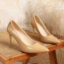 女士优雅细高跟鞋，时尚尖头，百搭轻便香槟色高跟鞋，闪亮性感高跟鞋 - 香檳色 - 查看 6