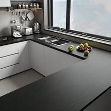 1 Roll Black Wood Grain Peel And Stick Wallpaper, Waterproof And Moisture-Proof, Removable, Suitable For Cabinets, Drawers, Countertops, And Can Be Used For Decorating Walls, Doors, Furniture, Living Room, Bedroom, Kitchen, And Other Home Decor. - Black - View 7