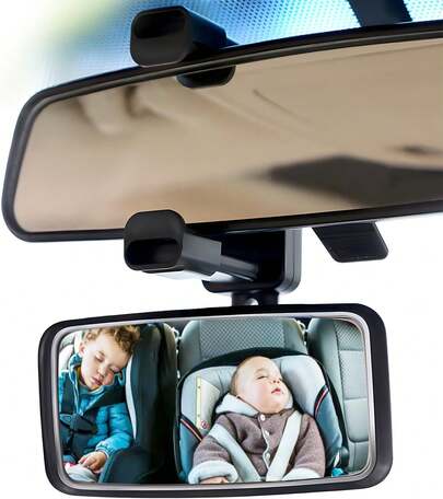 Espejo de Coche para Bebé Gran Angular HD Vidrio Retrovisor Espejo de Coche para Bebé 360 °   Espejo de bebé ajustable con clip para espejo retrovisor, espejo universal para coche de bebé