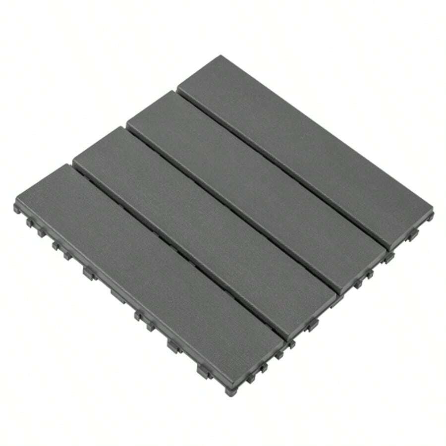 Plastic Interlocking Deck Tiles,44 Pack Patio Deck Tiles,12"X12" Square Waterproof Outdoor All Weather Use, Patio Decking Tiles For Poolside Balcony Backyard,DARK Gray - 深灰色 - 查看 1