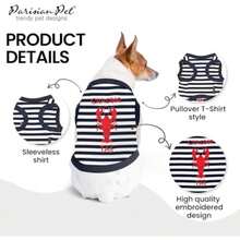 Parisian Pet Dog Summer Clothes | '' Funny Dog Tshirt with Embroidery Pattern, Size(XXS Lobster) - Multicolor - Ver 4