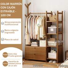 Rack Organizador Ropa Perchero Piso Multiusos Con 2 Cajones - Marrón - Ver 2