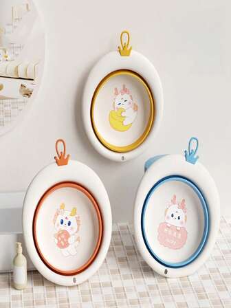 Juego de 3 piezas de lavabo plegable con cara de dibujos animados que se puede colgar en el dormitorio