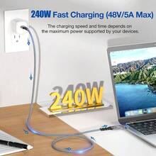 USB4 Thunderbolt4 Cable Dual Protocol 40Gbps 240W Cable USB4 Thunderbolt 4 PD3.1 240W Charging Fast Charger For M1 Mbook Pro Hard Disk Cord SSD Docking USB C To USB C Thunderbolt Cable - Grey - View 4