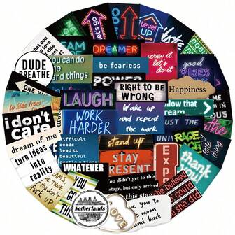 50pcs Graffiti Sticker Pack, Cartoon Stickers For Decorating Phone, DIY Planner, Water Bottle, European And American Style