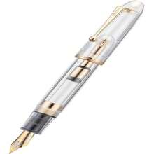 Jinhao 9019 DaDao Series Fountain Pen, Size 8 Fine Nib With Refillable Large Ink Converter, Transparent Clear Acrylic Design Smooth Writing Pen (Gold Trim) - ColorI - 查看 2