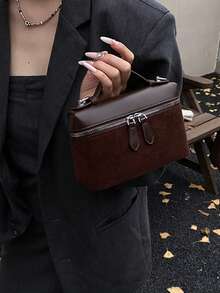 新款哑光拼接迷你手提包斜挎包手机袋，时尚工作包 - 彩色 - 查看 4