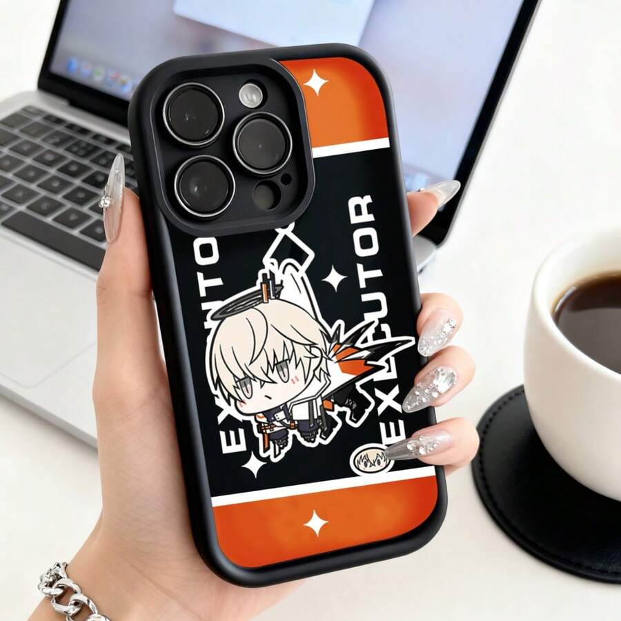 Funda de teléfono con diseño de personaje ejecutor y texto para  14 Pro Max,  13,  12,  Galaxy S23, S22, S21, funda protectora para teléfono, regalo de pareja para novio y novia, presente de vacaciones - Café integral - Ver 1