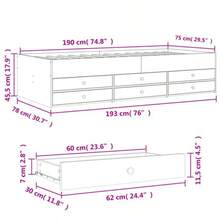 Compact Brown Oak Daybed With Storage Drawers Suitable For Small Single Mattress 75x190 Cm - Brown - View 3