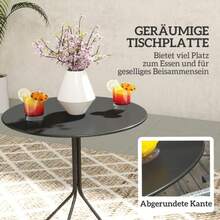 Outsunny Gartentisch Klappbar Ø60 X 71 Cm, Wetterfest Balkontisch Aus Stahl, Rund Beistelltisch Mit Fußpolster, Esstisch Outdoor, Campingtisch, Terrassentisch Für Garten Terrasse Balkon Schwarz - Black - View 3