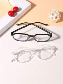 2 piezas Gafas de bloqueo de luz azul con estilo geométrico de moda para adolescentes de 12 a 16 años, adecuadas para lectura diaria y atuendos de vida universitaria - Multicolor - Ver 3