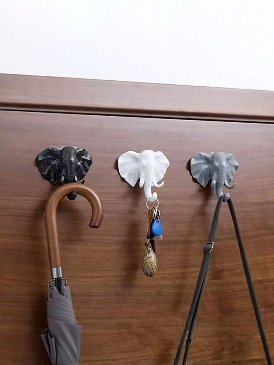 1 Móc dán hình con voi - Không cần khoan, độ bám chắc chắn cho phòng tắm và lối vào - Móc treo quần áo và chìa khóa gắn tường dễ dàng lắp đặt - Nhiều màu - Xem 1