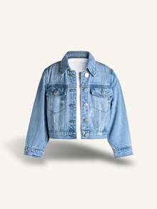 Girls Casual Washed Denim Jacket, Lightweight And Versatile For All Seasons