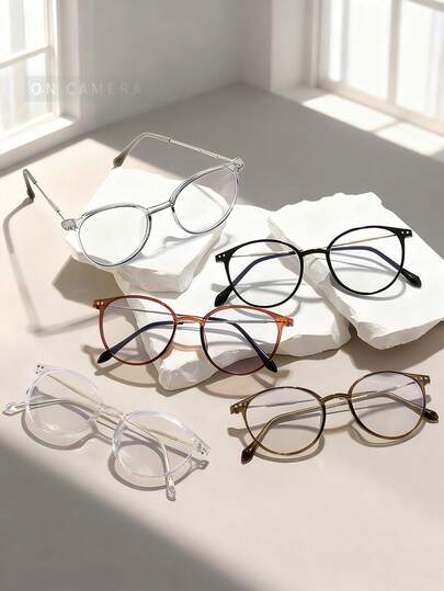 1/5PCS No-Makeup Must-Have Cold Tea Glasses - & Anti-Radiation, Face-Slimming Frames, Anti-Radiation Glasses - Cold Tea Color Face- No-Makeup Frames