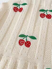 Autumn/Winter New 0-3 Years Old Baby Clothes, Cute Baby Girl Knitted Embroidered Camisole Top, Delicate Strawberry Embroidered Camisole Undershirt