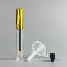 1/5个金色镜面盖透明瓶，5毫升空瓶，适用于眼线笔、唇彩、睫毛膏、睫毛精华、睫毛胶、遮瑕膏、DIY系列，附赠小漏斗 - 金色 - 查看 10