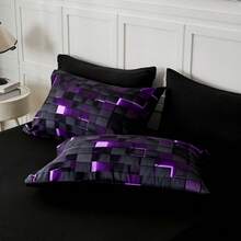 2/3 Duvet Cover Set, Geometric Kids Bedding Set, 1 Duvet Cover 1/2 Pillow Cases Cool Room Decor All Season B-Side Black, Honeycomb Bedding Sets For Kids Teen Adult Boy Room Decor Ultra-Soft Lightweight Microfiber - 紫色 - 查看 10