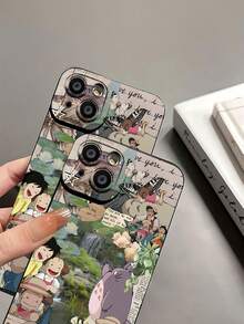 Funda para teléfono con diseño de  y sus amigos en un paisaje natural. Compatible con teléfonos ,  17,  16 Pro Max,  15 Pro Max,  13 y  12. Fabricada en TPU para una protección eficaz contra golpes y caídas. Un regalo perfecto para familiares, amigos, amantes de la naturaleza y fans de la animación. - Negro - Ver 8