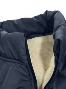 Men's Winter Stand Collar Thermal Lined Thick Warm Vest Jacket, Windproof Sportswear Top - Grey - View 4