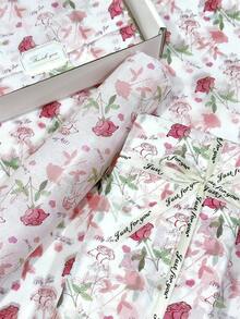 60/30/10 情人节爱心玫瑰礼盒包装纸 - 20x34 英寸玫瑰花束及爱心蝴蝶结设计，轻便保护包装，粉色爱心蝴蝶结，玫瑰花束设计，爱心气球风格，用于礼品包装，易碎物品保护 - 白底蝴蝶結愛心 - 查看 5