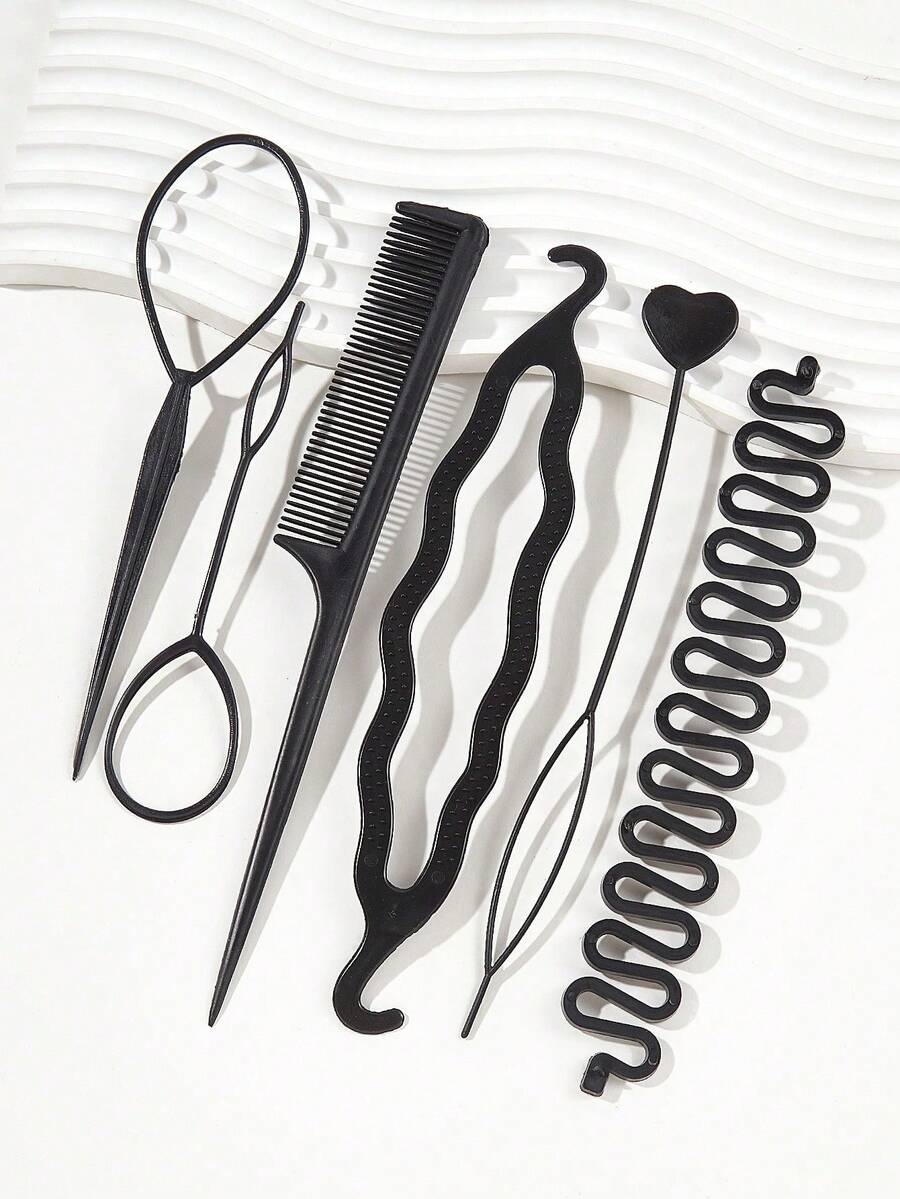 Hairstyling Set: Bun Maker, Hair Comb, Ponytail Maker, Fishbone Braid Tool, Multi-Style Hair Accessories, Curling Iron, Comb, Hair Clips - Versatile Styling Tools - Multicolor - View 1