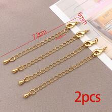 2件装手链延长链，黄铜金属星星、爱心、海豚造型吊坠延长链，适用于珠宝制作、项链、手链DIY工艺品