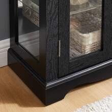 Black Wood Display Cabinet With Tempered Glass Doors - Curio Cabinet With Adjustable Glass Shelves & Mirrored Back Panel, Multi-Functional Display Case For Living Room & Kitchen, No Tools Assembly Required Modern Furniture - màu đen - Xem 7