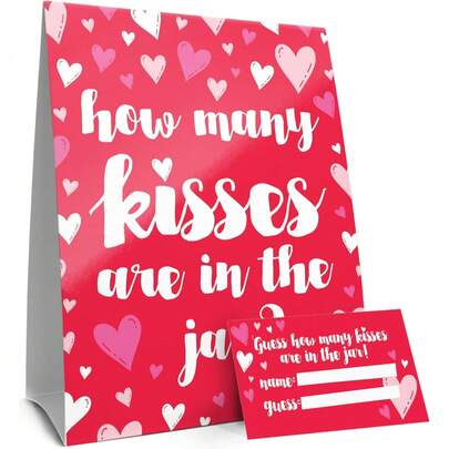How Many Kisses In The Jar? Valentine's Day Guessing Game, Valentine's Day Creativity, Valentine's Day Decoration