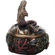 Summit Collection Art Nouveau Holding Hand Over Chest Resin Mermaid Trinket Box - Bronce - Ver 5